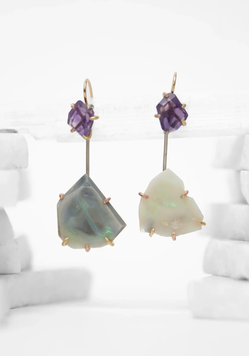 14k-18k Gold Amethyst Hook Earrings - Image 4