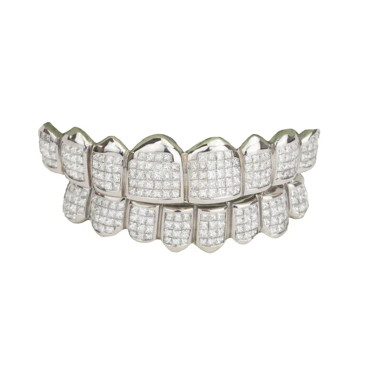 14K Flawless Invisible Set Diamond Grillz - Image 2