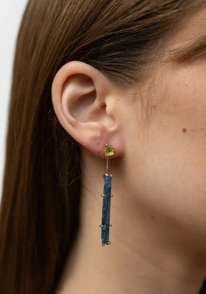 14k-18k Gold and Oxidized Sterling Kyanite Drops - Image 3