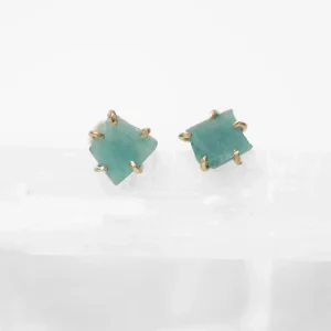 14k Gold Amazonite Petite Studs