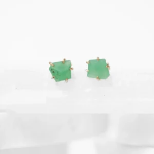 14k Gold Chrysoprase Petite Studs