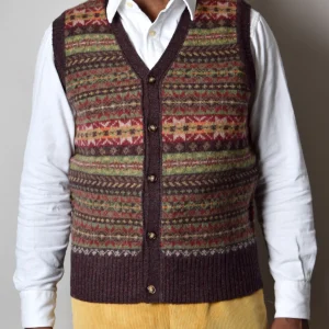 Turin Button Through Wool Fair Isle Waistcoat (KN161)